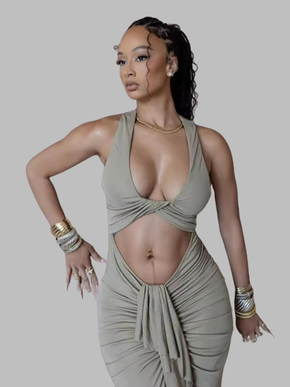 Cut-Out Sage Maxi Dress